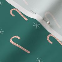 Retro Candy Canes on Dark Teal