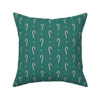 Retro Candy Canes on Dark Teal