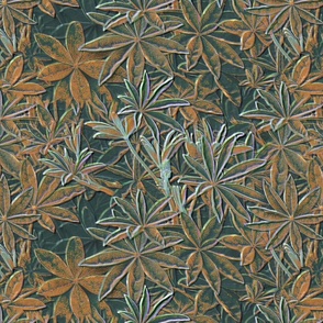 Lupine Leaves Embossed Copper Patina