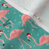 Retro Christmas Flamingos Small