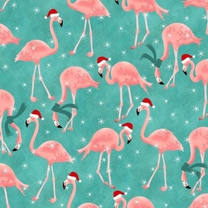 Retro Christmas Flamingos, Large
