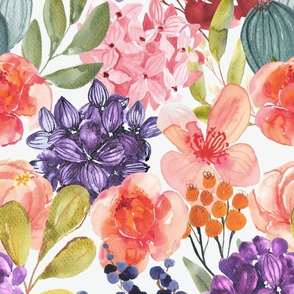 Bold Watercolor Floral -- Lightened Colors