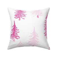 463 $ - Super jumbo  scale candy floss hot pink hand drawn pine fir Christmas trees - for pink wallpaper, bed linen, duvet covers, baby girl nursery,  nature baby, curtains, peel and stick wallpaper, book covers, stocking, Santa sack