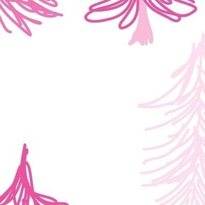 463 $ - Super jumbo  scale candy floss hot pink hand drawn pine fir Christmas trees - for pink wallpaper, bed linen, duvet covers, baby girl nursery,  nature baby, curtains, peel and stick wallpaper, book covers, stocking, Santa sack