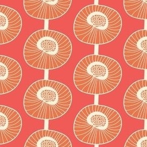 Modern Scandi Hand Drawn Botanical Abstract - Pink And Orange.