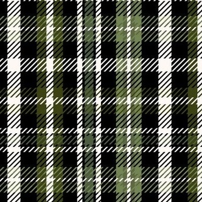 Small scale Christmas twill weave  plaid in white, black and olive green - for modern yet traditional tablecloths, curtains, duvet covers and wallpaper.