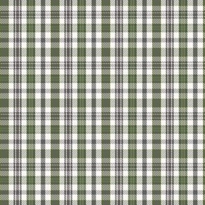 Small scale twill weave buffalo plaid in cool Christmas colors of white, grey and olive greens, for  mod traditional table linen, napkins, table runners, masculine, gender neutral, cabin cozy style.