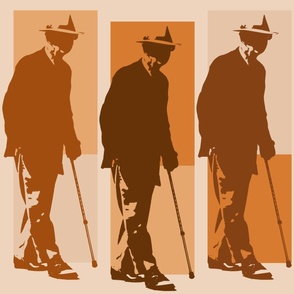 Elegant Old Man Walking   - Jumbo Sepia Urban Retro Wallpaper