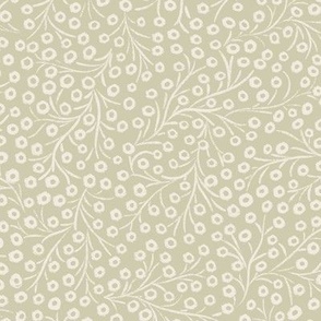 tiny floral  _ creamy white, thistle green _ micro mini rustic flowers
