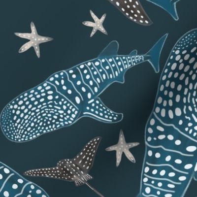 ocean at night: stingrays, starfish & whale sharks, non-directional
