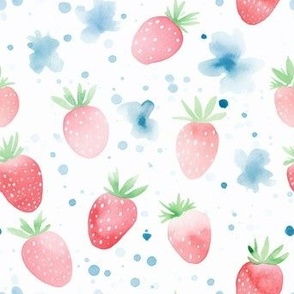 Soft Watercolor Strawberries / Small Scale