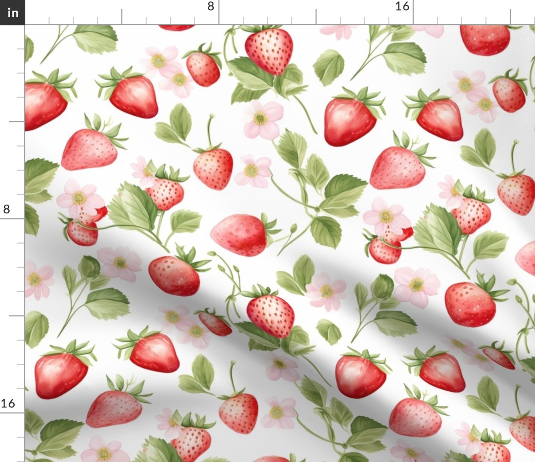 Fresh Juicy Strawberries / Watercolor