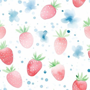 Watercolor Strawberries / Large Scale