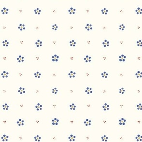 French Country Blue Dot Flowers Historically Inspired Regency Colonial