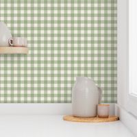 Small /// Gingham: Sage Green - Checkers kids fabric + wallpaper