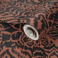 ikat style abstract in black and rusty brown by rysunki_malunki