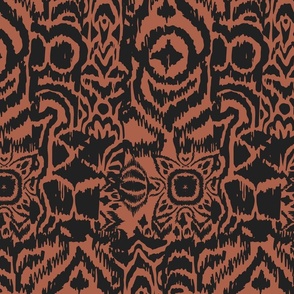 ikat style abstract in black and rusty brown by rysunki_malunki