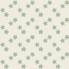 Medium // Hand-drawn sage green and white stars kids fabric + wallpaper