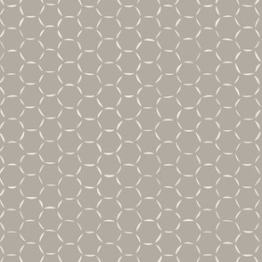 hexagons - cloudy silver taupe _ creamy white - hand drawn honeycomb geometric