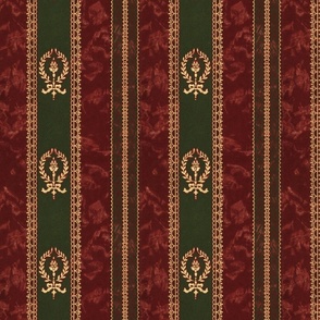Formal burgundy and forest green stripes with torches 