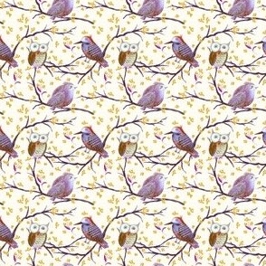 Birds on Branches in Yellow + Purple - (XS)