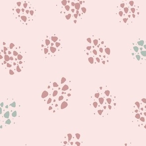 Large – minimalist abstract ink spots – blush pink, pink, pastel green