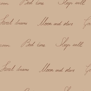 Large – handwritten phrases with vintage touch  – beige and brown