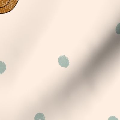 Jumbo – shovel on polka dots – cream, pastel green, rust brown