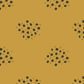 Large – dots with lines – mustard yellow and dark blue 