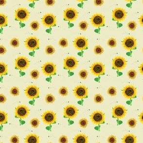 Sunflowers and Little Bees in Neutral - (XS)