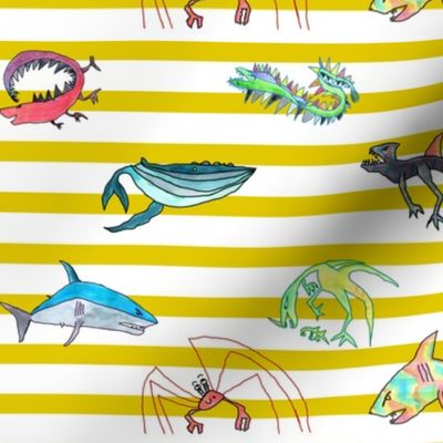 Cal's Creatures on Yellow Stripes