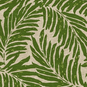 Kahanu Palms Hawaiian Faux Linen Texture - Olive Green