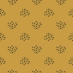 Medium – dots with lines – mustard yellow and dark blue 