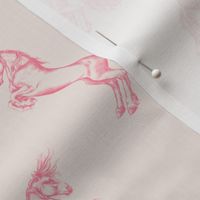 Rearing Horse v2 in Pink on Pale Blush