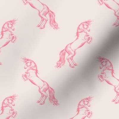 Rearing Horse v2 in Pink on Pale Blush