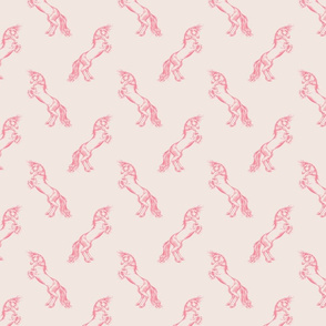 Rearing Horse v2 in Pink on Pale Blush