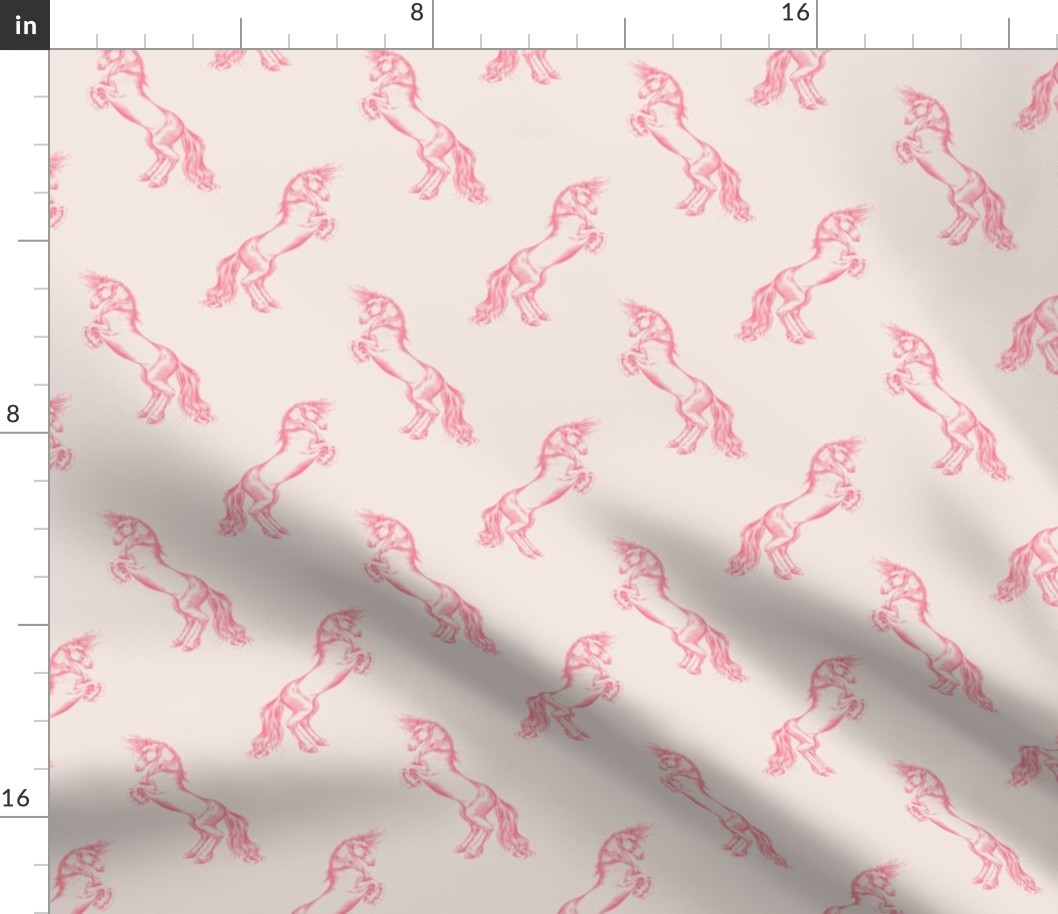 Rearing Horse v2 in Pink on Pale Blush