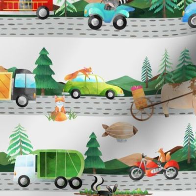 Summer Travel MD– Animals in Cars and Trucks on the Road, medium scale