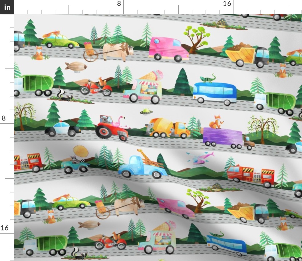 Summer Travel MD– Animals in Cars and Trucks on the Road, medium scale