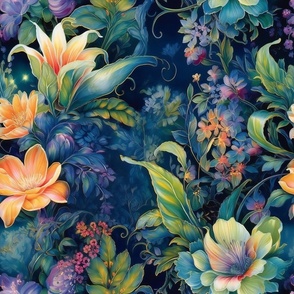 Watercolor Assortment of Flowers and Florals in Orange Colors