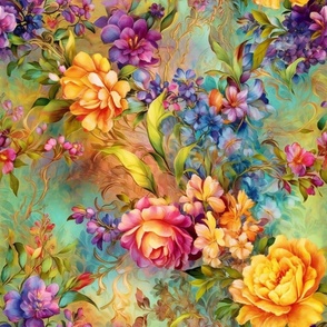 Watercolor Assortment of Flowers and Florals in Vibrant Pink and Yellow