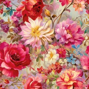 Watercolor Assortment of Flowers and Florals in Pretty Pink Colors