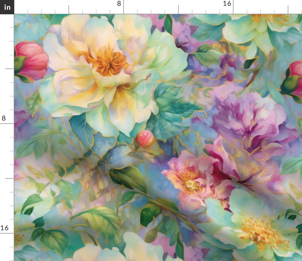 Watercolor Assortment of Flowers and Florals in Easter Pastel Colors