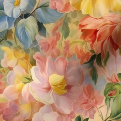 Watercolor Assortment of Flowers and Florals in Soft Pastel Colors