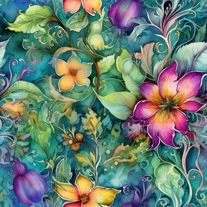 Watercolor Assortment of Flowers and Florals in Lush Colors