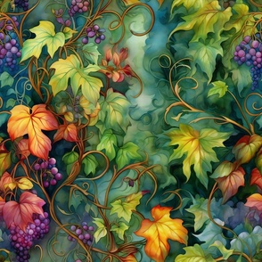 Watercolor Autumn Leaves, Flowers, and Florals in Tropical Colors