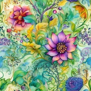 Watercolor Assortment of Flowers and Florals in Gorgeous Hues of Color
