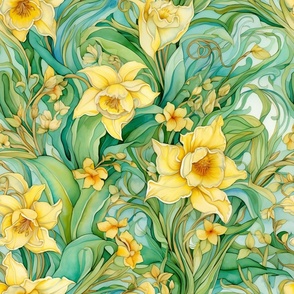 Watercolor Daffodils in Light Yellow and White Flower Floral