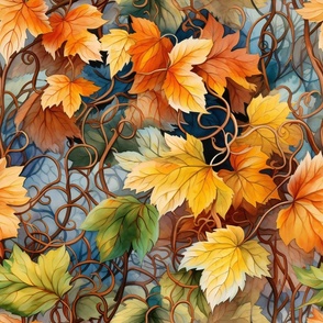 Watercolor Autumn Leaves, Flowers, and Florals