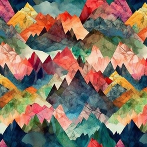 bright watercolor mountains